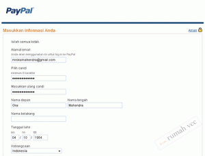 form buka rekening paypal