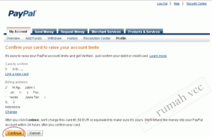 verifikasi paypal dengan VCC