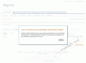 verifikasi paypal dengan VCC