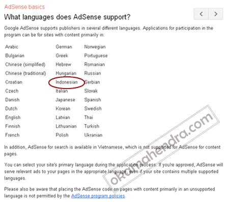 Adsense Support Bahasa Indonesia